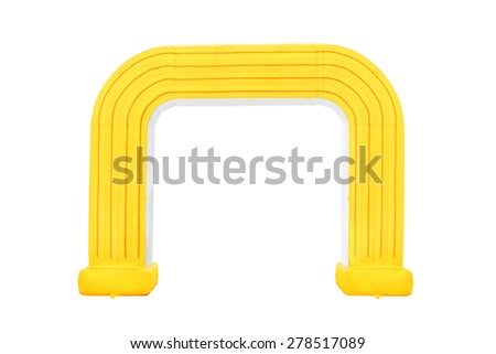 Arches plastic inflated isolated on white, for decorating entrance of the event, party or sport, work with path.