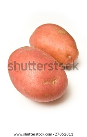 Red rooster potatoes isolated on a white studio background.