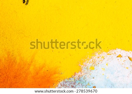 Orange abstract watercolor macro texture background. Colorful handmade technique aquarelle.