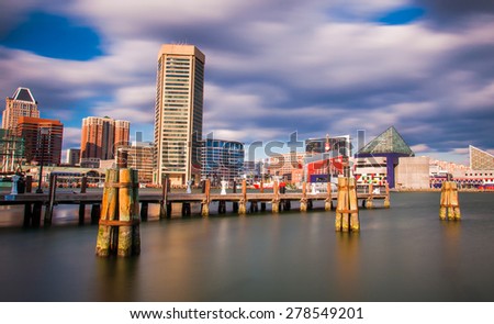 Mid-day long exposure of the Baltimore Inner Harbor Skyline
