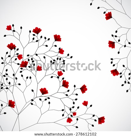 Abstract nature background with red flowers.