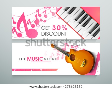Website header or banner for music store with 30% discount offer.