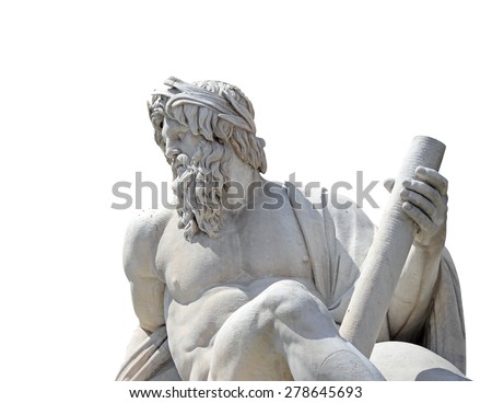 Statue of the god Zeus in Bernini's Fountain of the Four Rivers in the Piazza Navona, Rome (isolate with clipping path) Royalty-Free Stock Photo #278645693