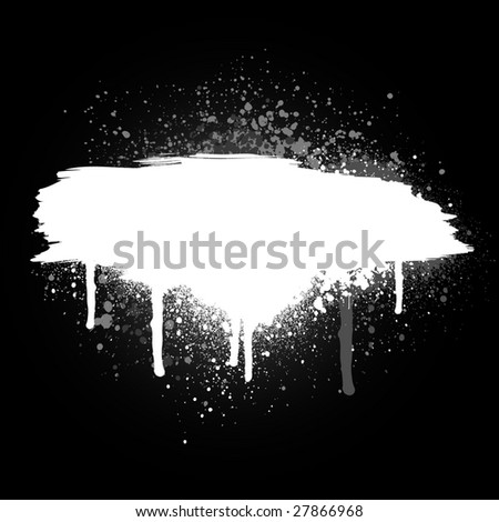 Black and white grunge spray paint splatter with brush stroke