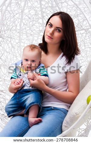 mother and baby studio white 