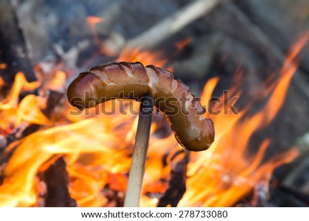 sausage over fire