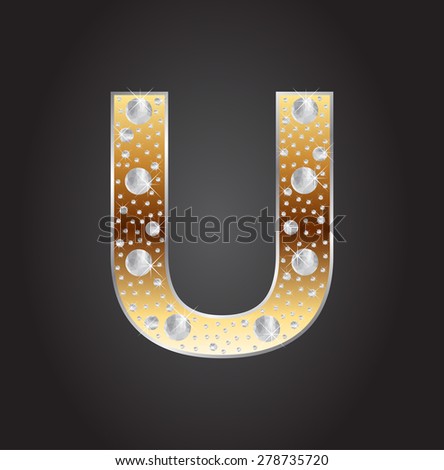 Alphabet letter U with diamonds.Abstract logo U.Vector illustration.