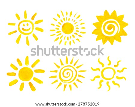 Set of hand drawn sun icons. Vector illustration.