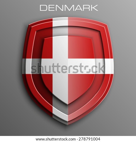 Sweden Flag on a Shiny Shield, Vector Illustration isolate on Grey Background