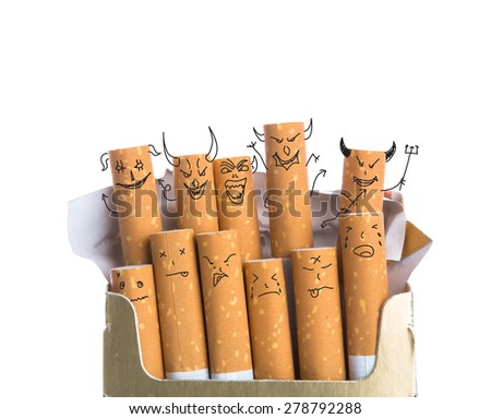 Box of cigarettes with Devil Face isolated on a white background Royalty-Free Stock Photo #278792288