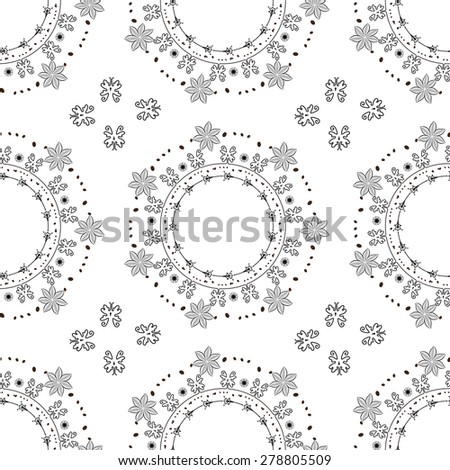 Seamless wallpaper pattern with flowers. Hand drawn flower pattern. Vector pattern with flowers and plants. Vector floral background. Background floral vector