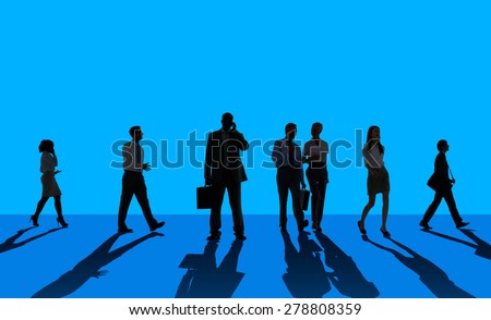 Silhouette People Global Business Cityscape Teamwork Concept
