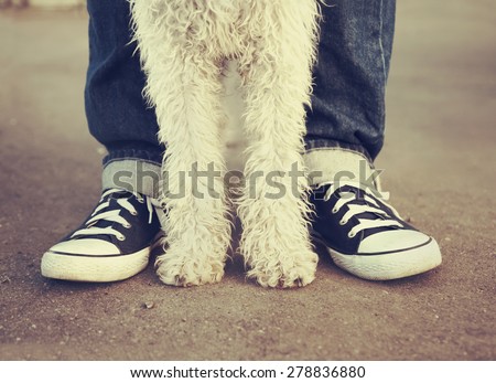 Young man with his dog Royalty-Free Stock Photo #278836880