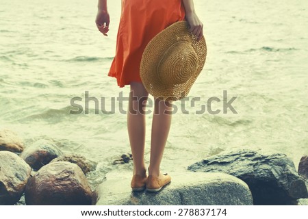girl on the sea, instagram look Royalty-Free Stock Photo #278837174