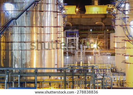 Night scene of Chemical plant process area