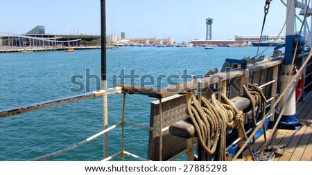 port of barcelona Port Well from a board of the sailing ship, spain