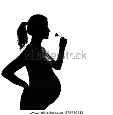 a silhouette of a pregnant woman on a white background 