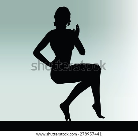 Vector Image - woman silhouette with hand gesture mouth to mouth