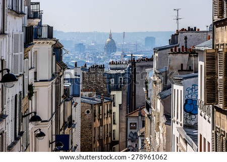 Beautiful Panorama of Paris and the buildings of Montmartre. Paris, France. Royalty-Free Stock Photo #278961062