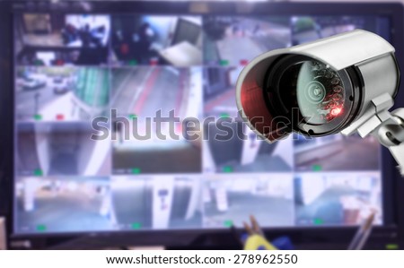 CCTV security camera monitor in office building Royalty-Free Stock Photo #278962550