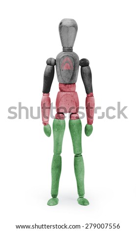 Wood figure mannequin with flag bodypaint on white background - Malawi