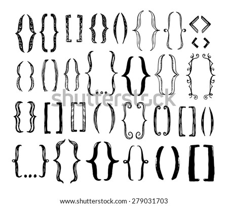 30 different hand drawn brackets. Royalty-Free Stock Photo #279031703