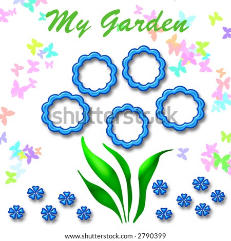 my garden picture cutout poster for photo display with flowers and butterflies