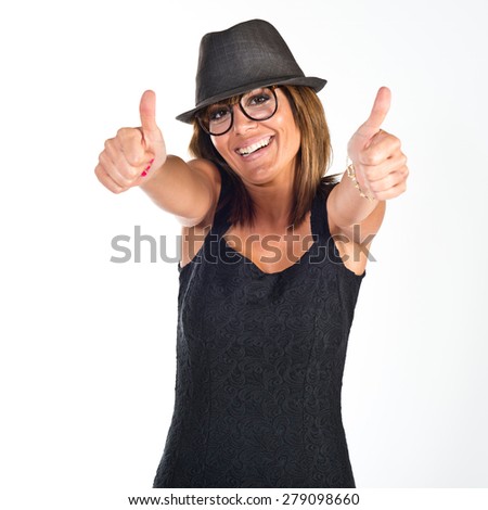 Woman with thumb up 