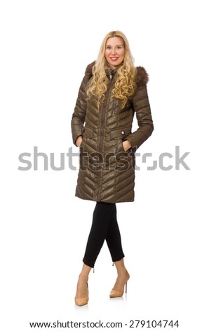 Pretty woman in winter clothing isolated on white