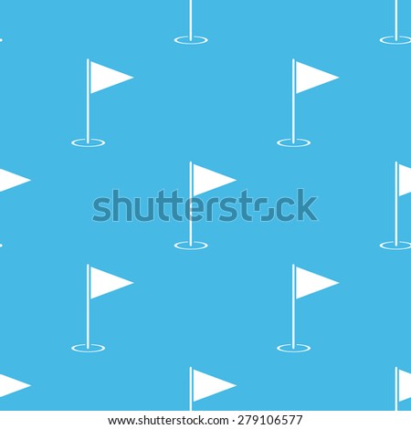 Vector pattern with image of golf flagstick, on blue background