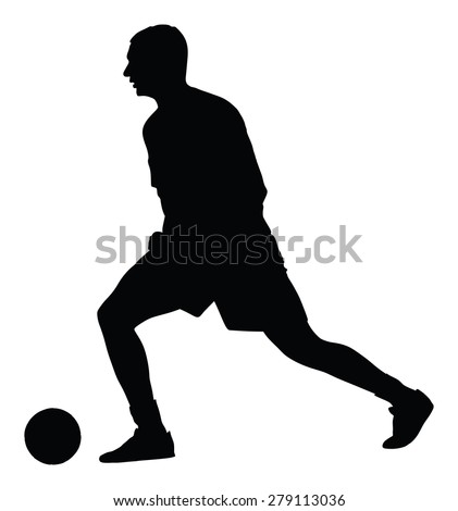 Soccer player stretching silhouette vector isolated on white background. High detailed football player silhouette cutout outlines. Strain, racking, warming up.