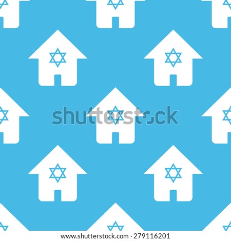 Vector pattern with image of house with Star of David, on blue background