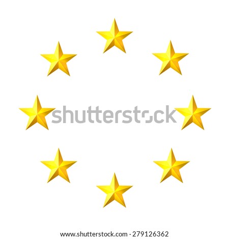 The circle of gold stars on a white background. Element for your design. Vector illustration