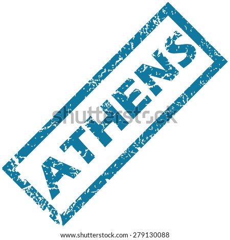 Vector blue rubber stamp with city name Athens, isolated on white