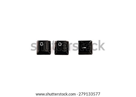 go word written with black computer buttons on white background