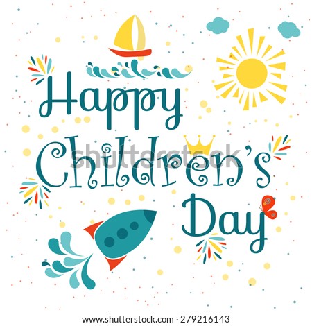 Happy children's day colorful card. 