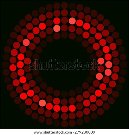 Vector illustration of Bright red ball on a black background