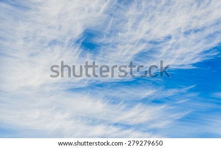 Clouds in the blue sky for background soft focus.