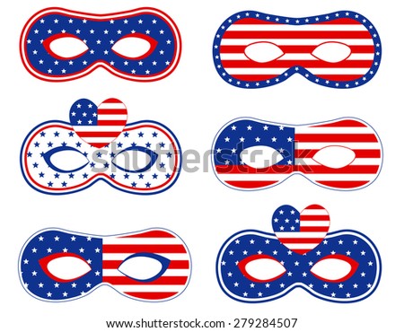 Colorful 4th of july patriotic printable mask collection isolated on white background 