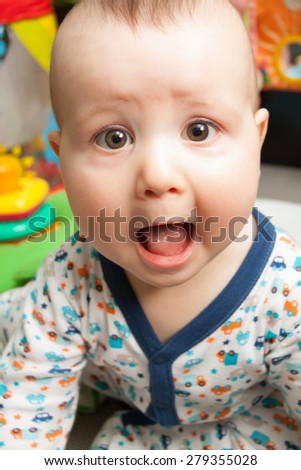 Colourful picture of a funny looking baby