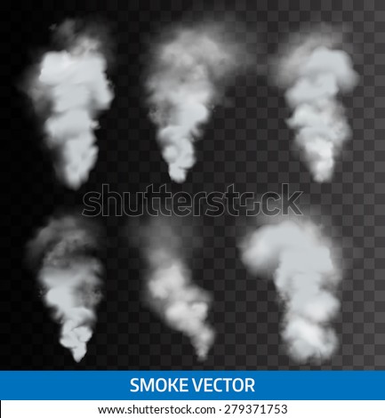 Realistic transparent smoke, steam. Vector.