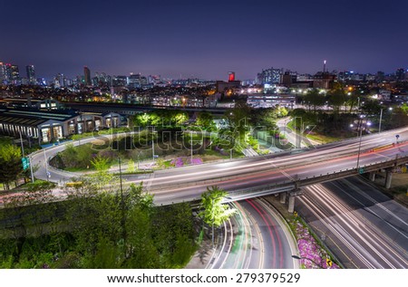 Traffic of Seoul city, South Korea.