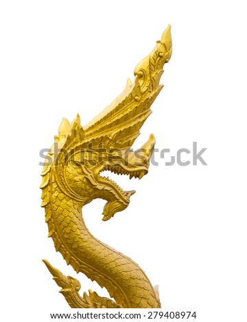King of Naga statue ,Arts of Buddhism in Thailand isolated on white background with clipping path