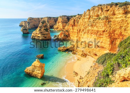 A view of a Praia da Rocha in Portimao, Algarve region, Portugal Royalty-Free Stock Photo #279498641