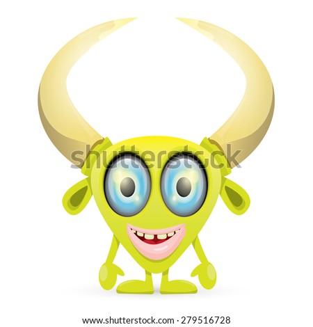 Green Cartoon cute monster isolated on white