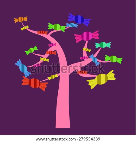 Isolated abstract tree on a colored background. Vector illustration