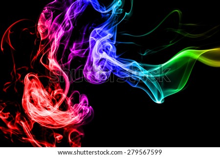 Abstract colorful smoke on black background.
