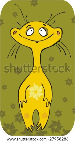Yellow animal on a green background
