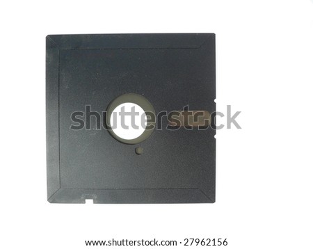 frontal photo of an old floppy disk.