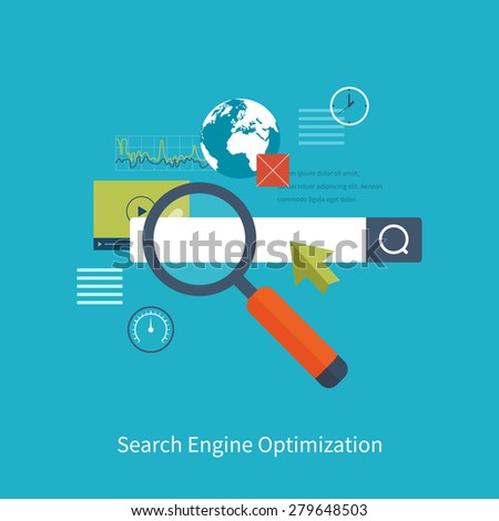 Set of flat design vector illustration concepts for search engine optimization and web analytics elements. Mobile app. Royalty-Free Stock Photo #279648503